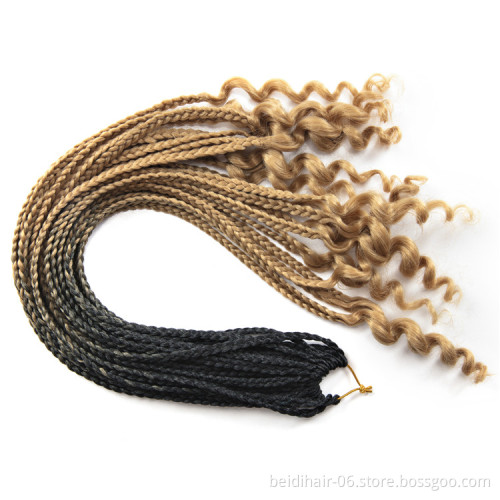 Bright Colors Box Braids Goddess Faux Locs Crochet Hair Curly Ends Pre Knotted Bohemian Extensions Synthetic Hair 24inch